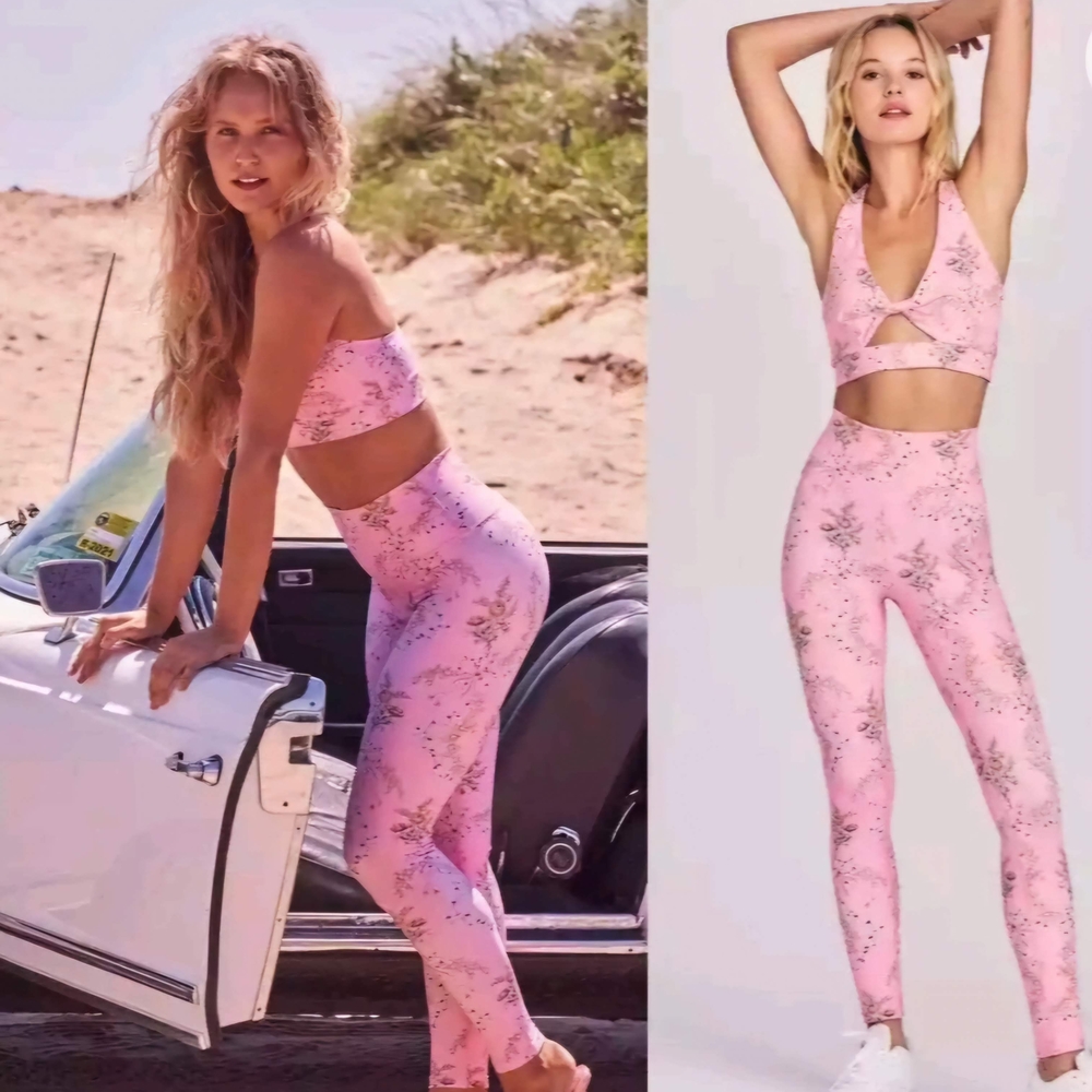 LoveShackFancy Beach Riot Pink Floral Leggings M